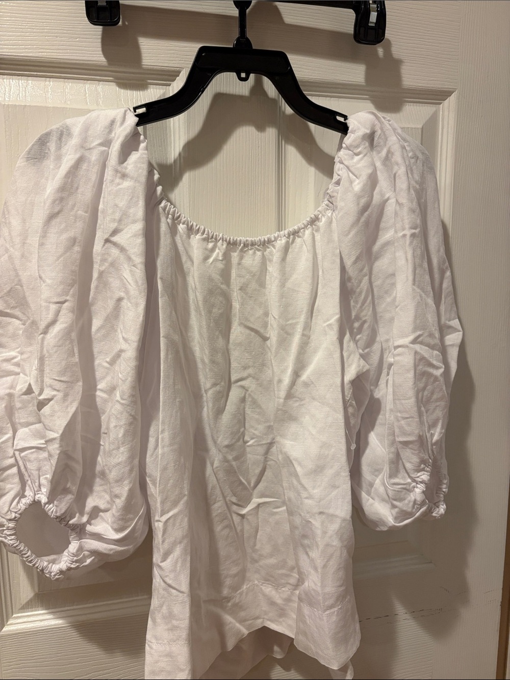 Women's White Puff Sleeve Peasant Blouse